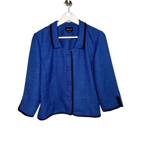 VIntage Leslie Fay cropped blazer blue SZ 10P - Picture 1 of 8